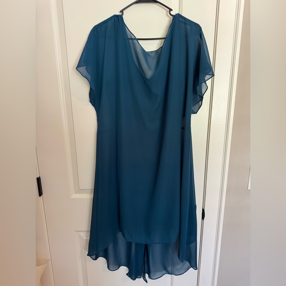 Adrianna Papell Chiffon Overlay Draped Dress
